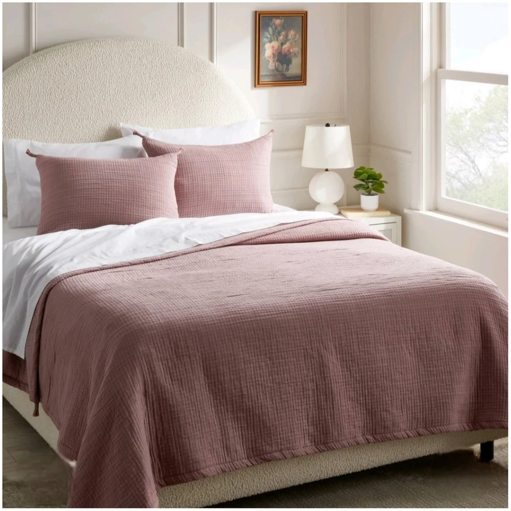 Threshold King Double Cloth Quilt Mauve